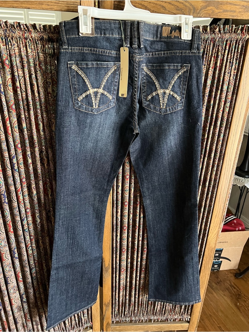 Kut from the Kloth Dark Blue Boot Cut Jeans with Contrast Pocket Stitching